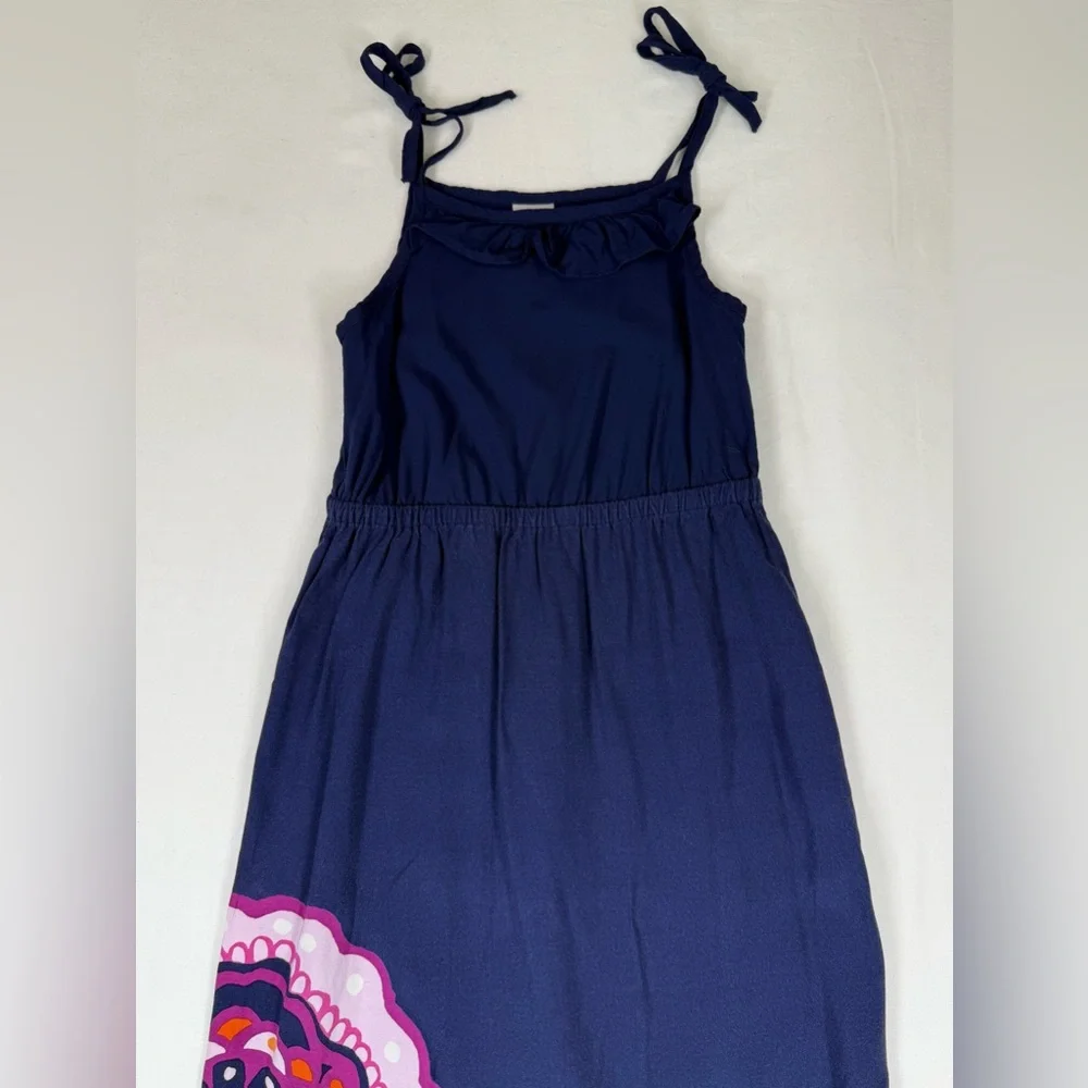 GYMBOREE Girl Navy Floral Maxi Dress‎ 6 Boho Summer Retro 2016 Bold Sundress Y2K